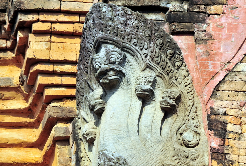 Sikhoraphum. Naga sculpture - the mythical multi-headed serpent appears in both Hindu and Buddhist legends