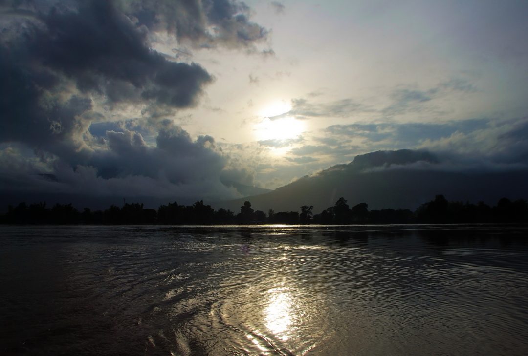 Dranatic skies over the Mekong, Wat Phu, Champassak
