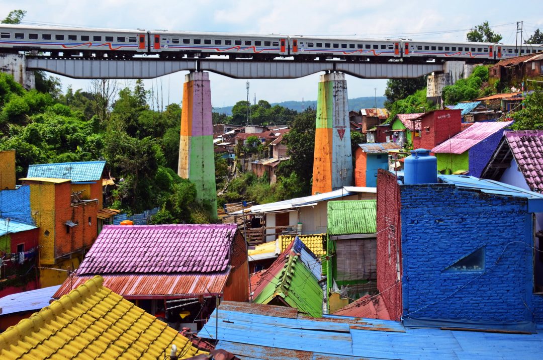 The Surabaya Express passing above Malang's Rainbow Village